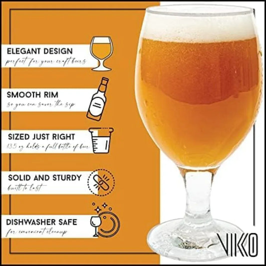 6 Piece Large Belgian Style Beer Glasses