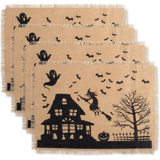 Burlap Halloween Placemat Set